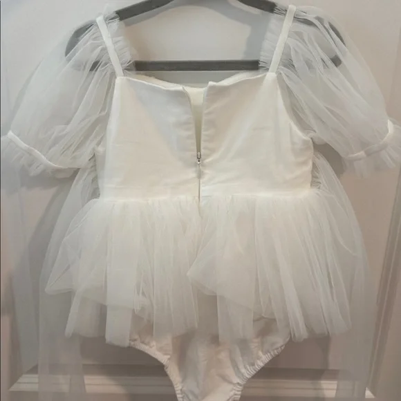 White flower fairy baby girl tulle romper - Picture 4 of 5